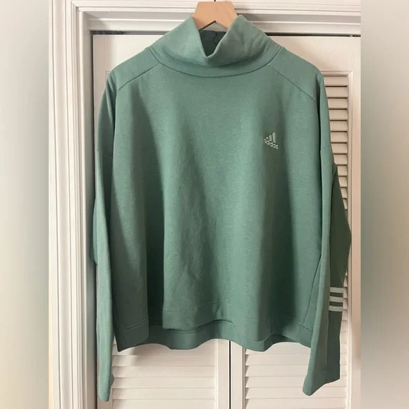 Adidas Women’s Green Mock Neck Pullover Sweatshirt Size Medium - Picture 1 of 5